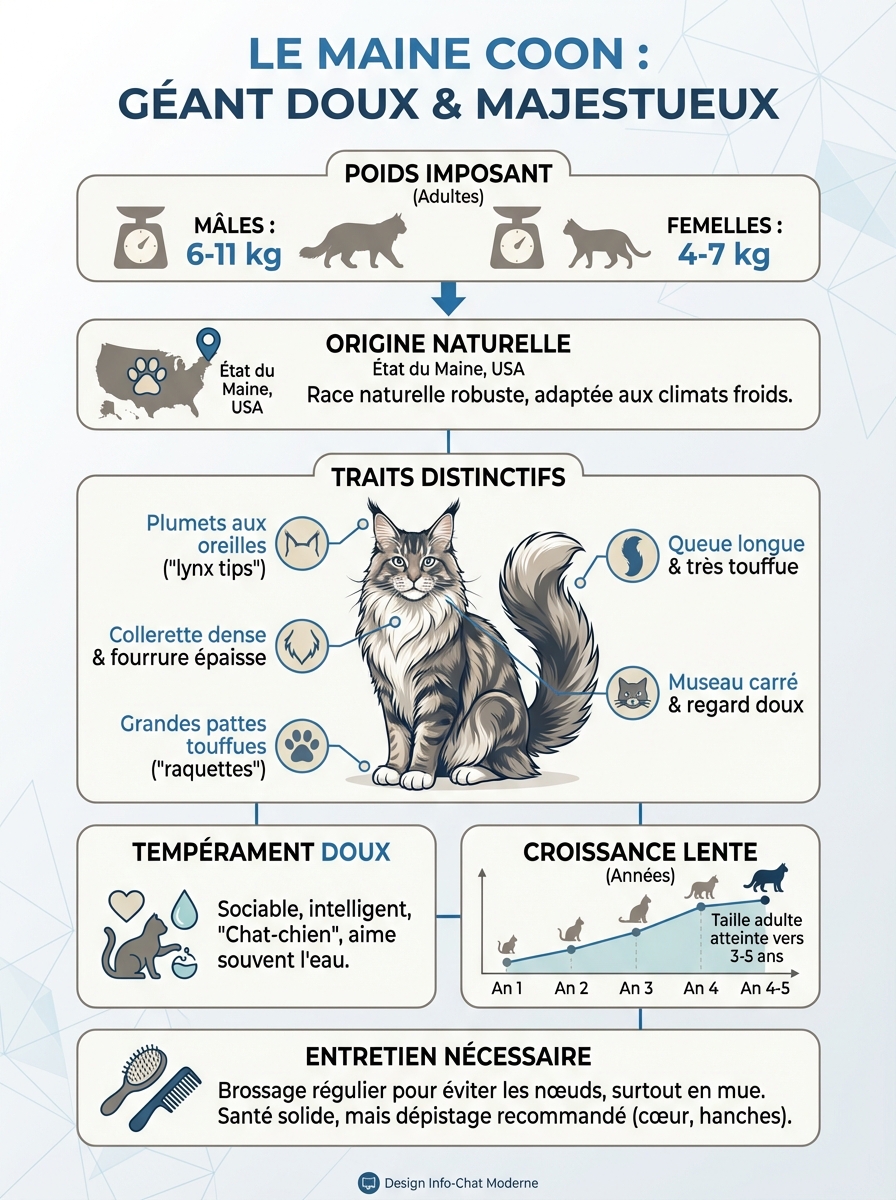 Infographie gros chat race maine coon