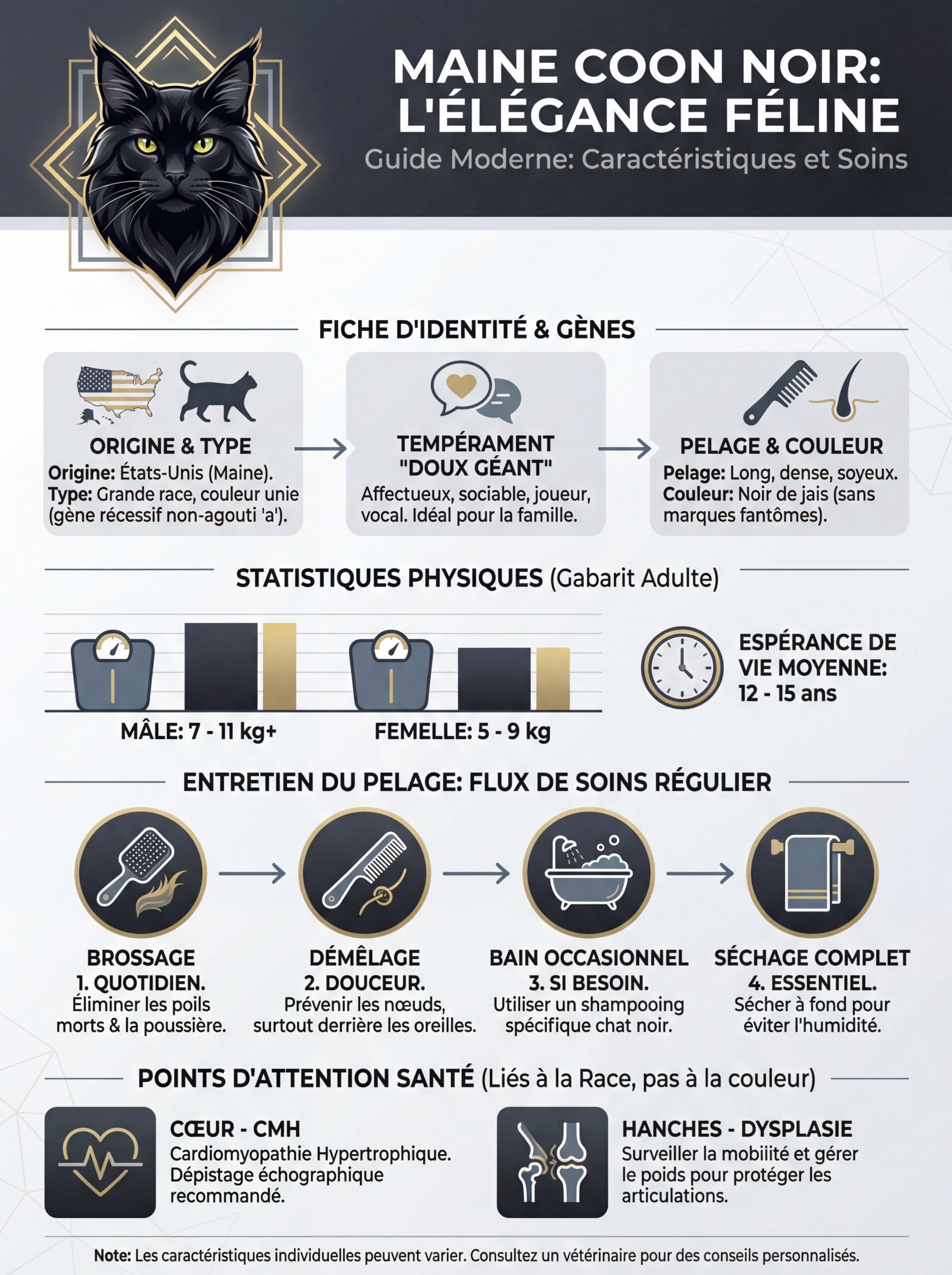 Infographie maine coon noir