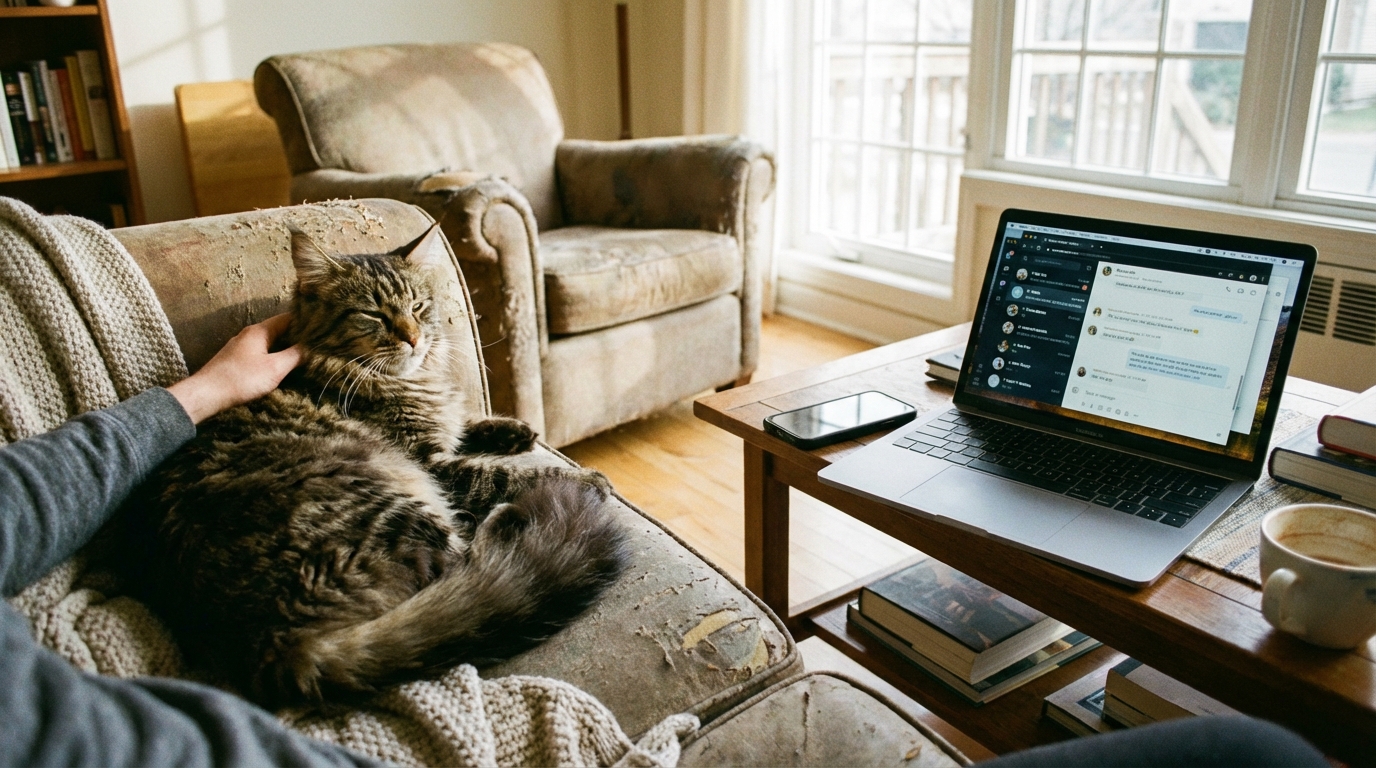 chat maine coon en situation réelle