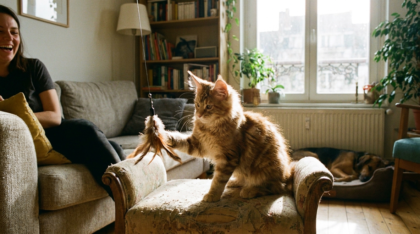 chaton maine coon en situation réelle