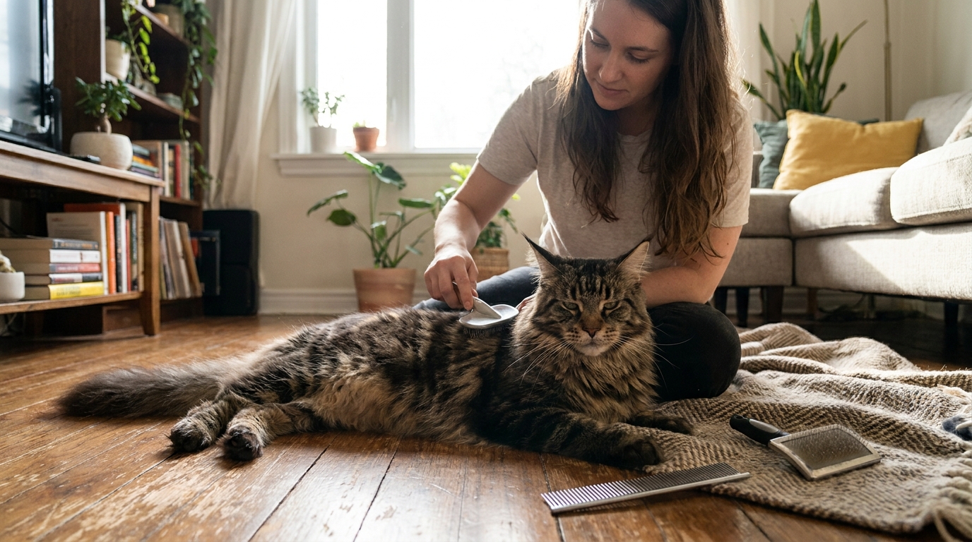 entretien pelage maine coon en situation réelle
