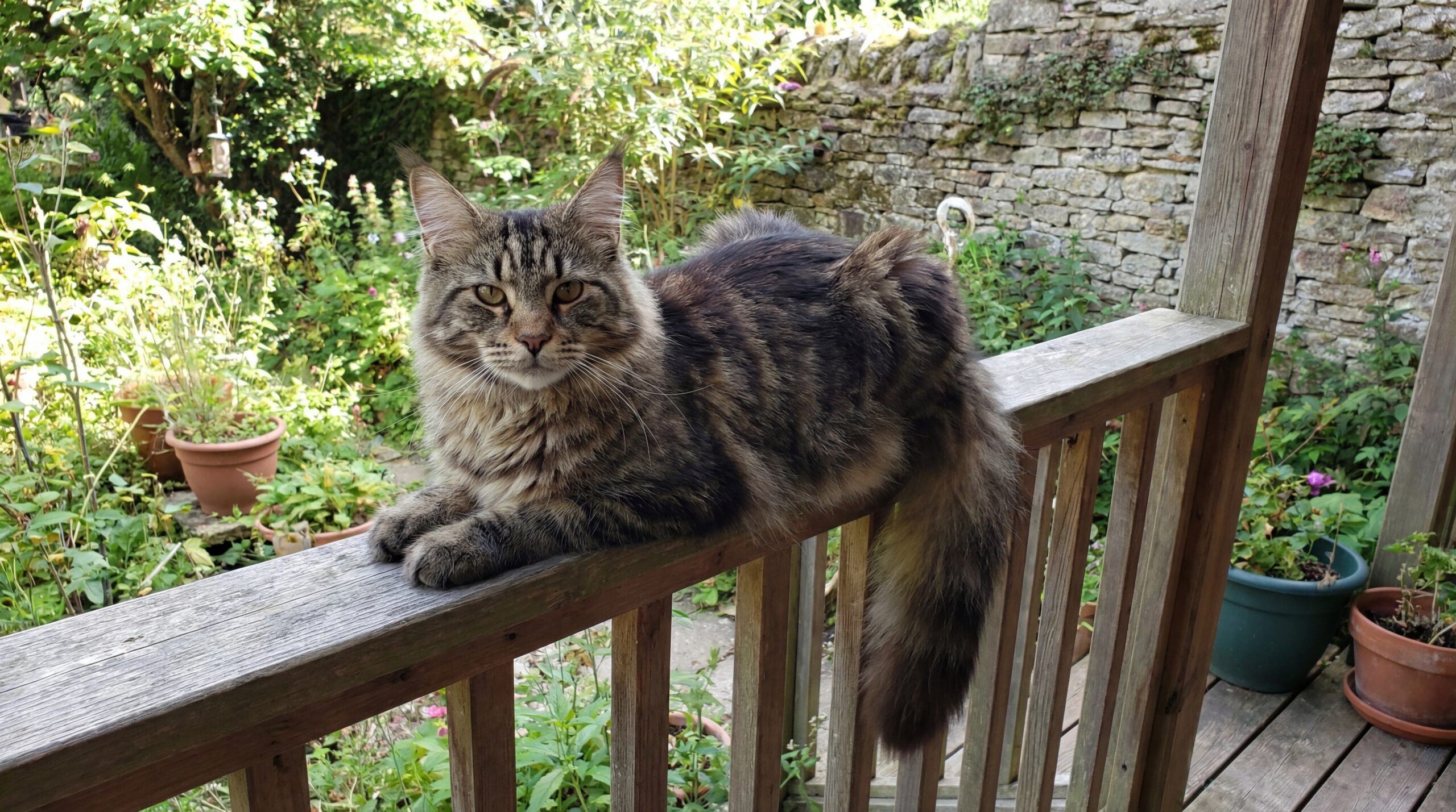 maine coon croisé chat de gouttière en situation réelle