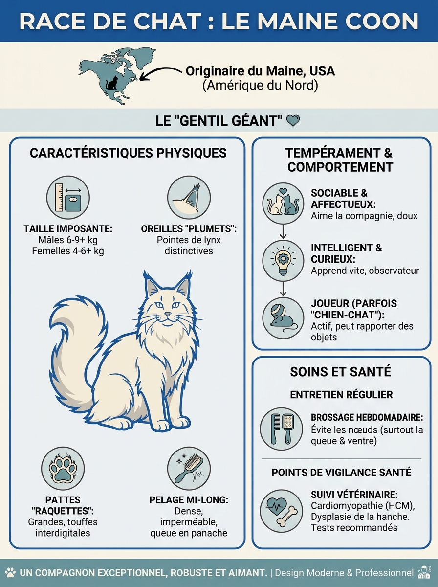 Infographie race de chat maine coon