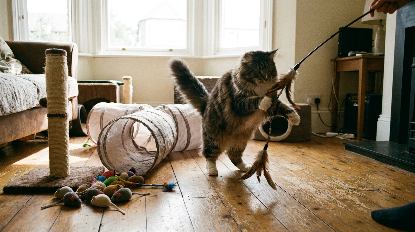 jouets maine coon en situation réelle