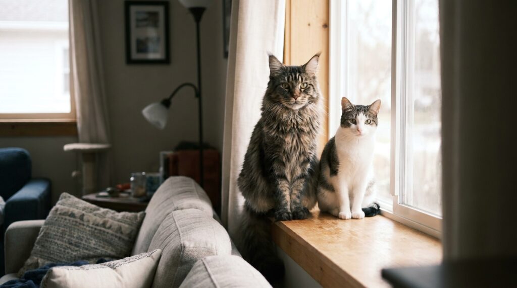 maine coon vs chat normal - Image de couverture