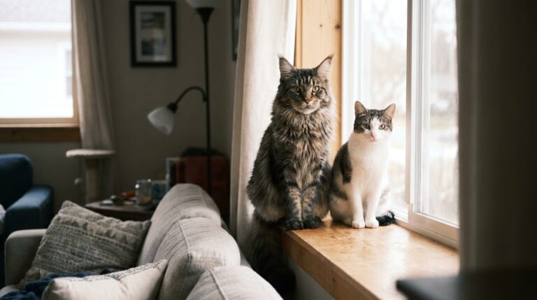 maine coon vs chat normal - Image de couverture