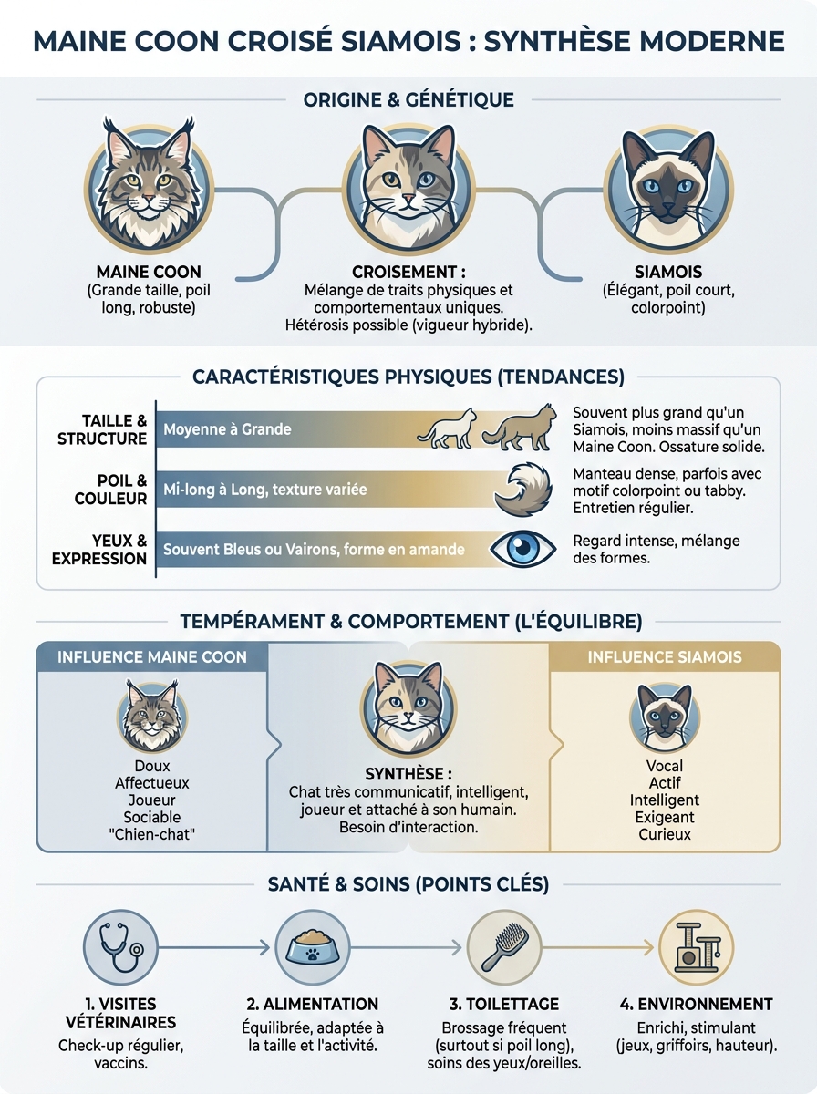 Infographie maine coon croisé siamois