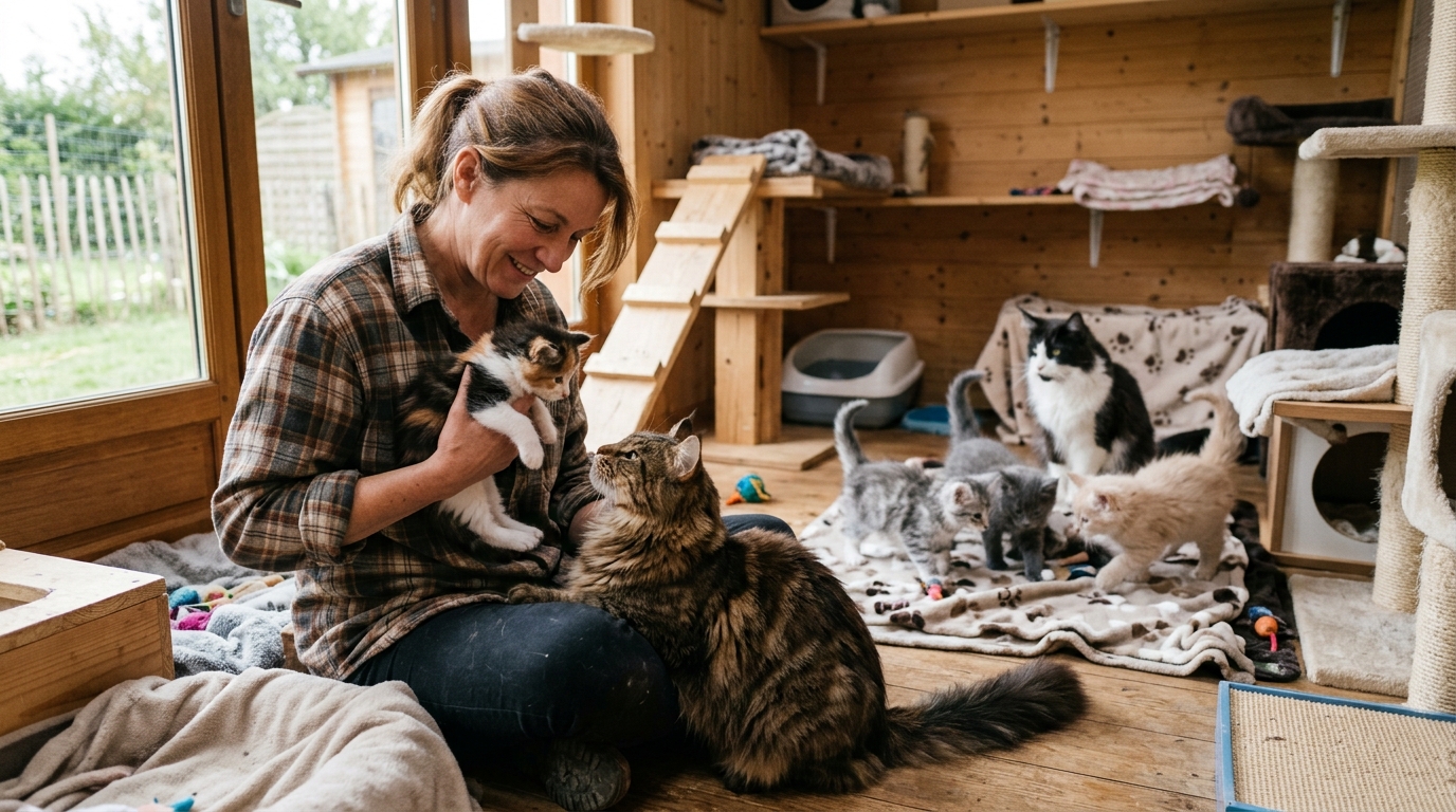élevage maine coon en situation réelle